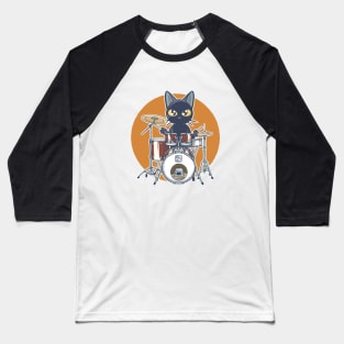 Cat Drummer Baseball T-Shirt